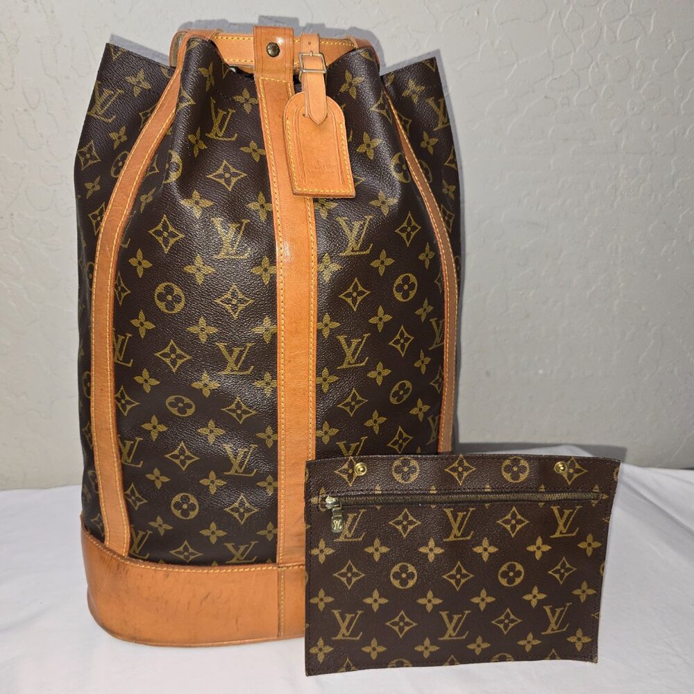 Louis Vuitton Monogram Randonnee GM Drawstring Bucket Backpack Sling Bag Luggage